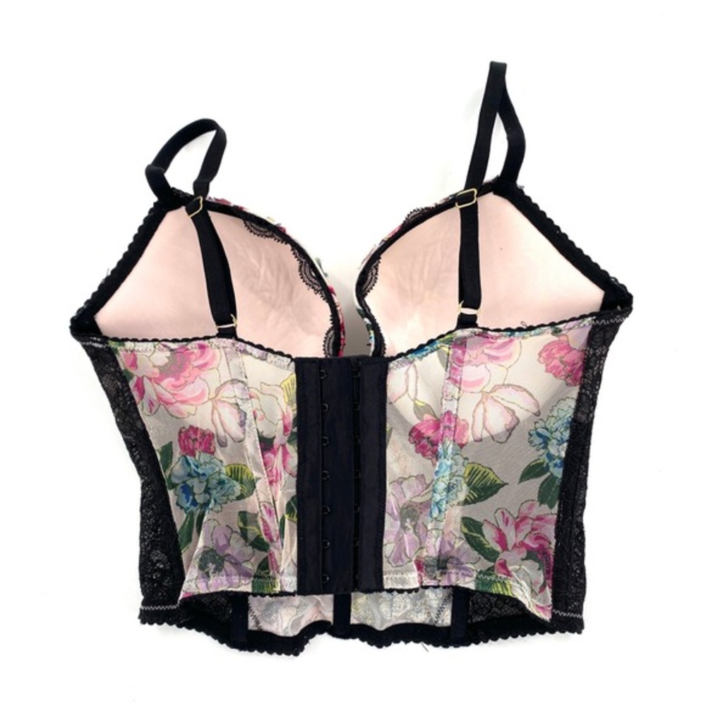 Victorias Secret Very Sexy Floral Lace Push-Up Bustier Top Corset 34C Multicolor - Picture 2 of 9
